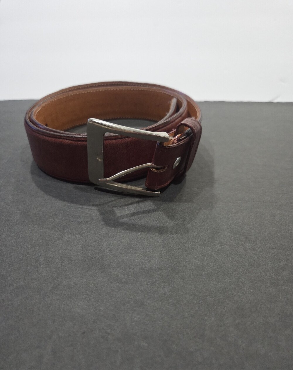 Denver Mountain Men's Burgundy Leather Casual Belt Sz.34